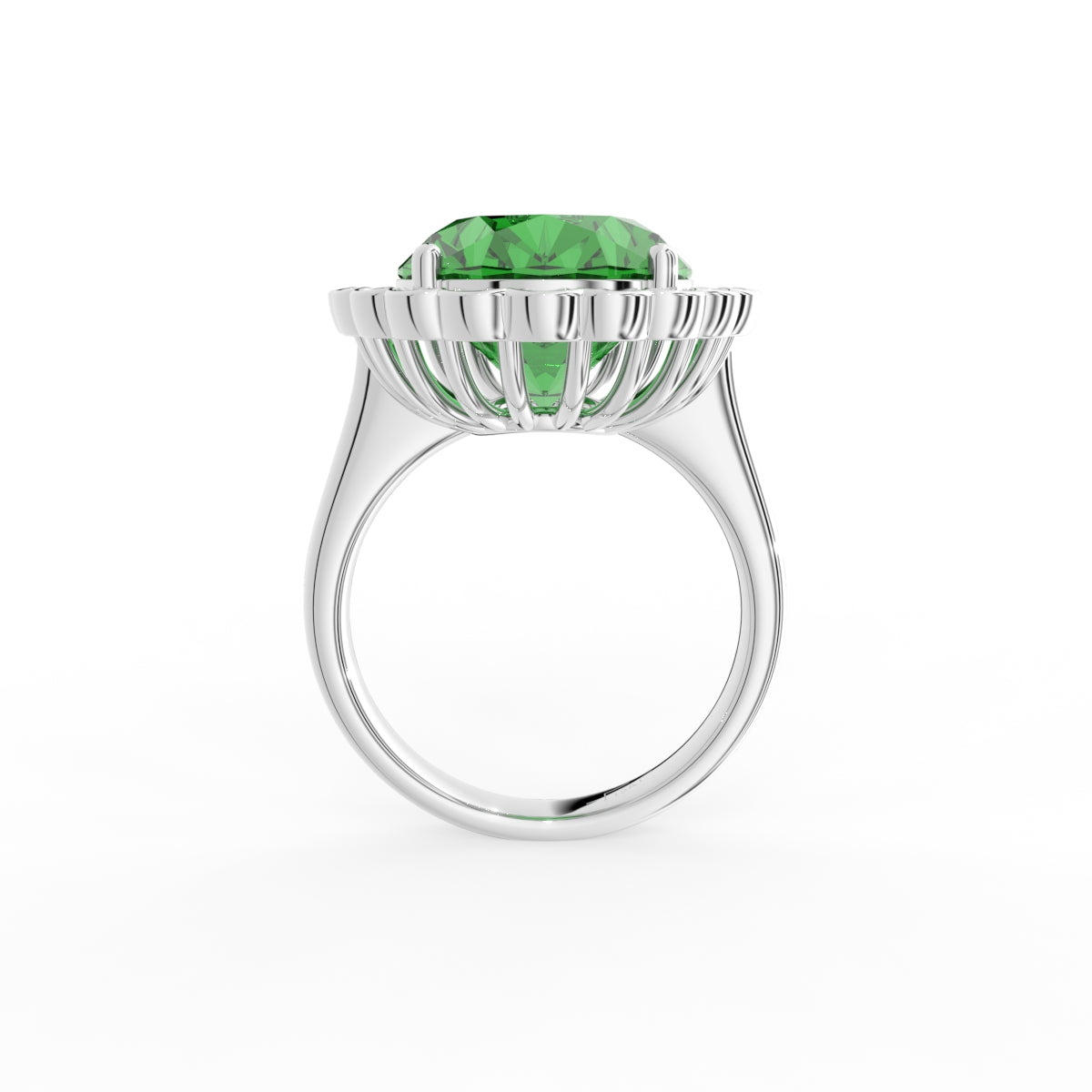 18K Halo Oval Diamond Ring — FRONT