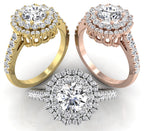 18K Halo Round Diamond Ring — 3 COLOR