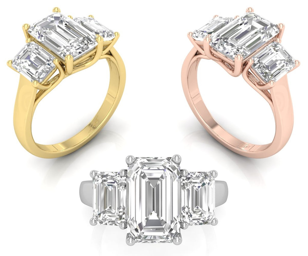 18K Trilogy Diamond Engagement Ring — 3 COLOR