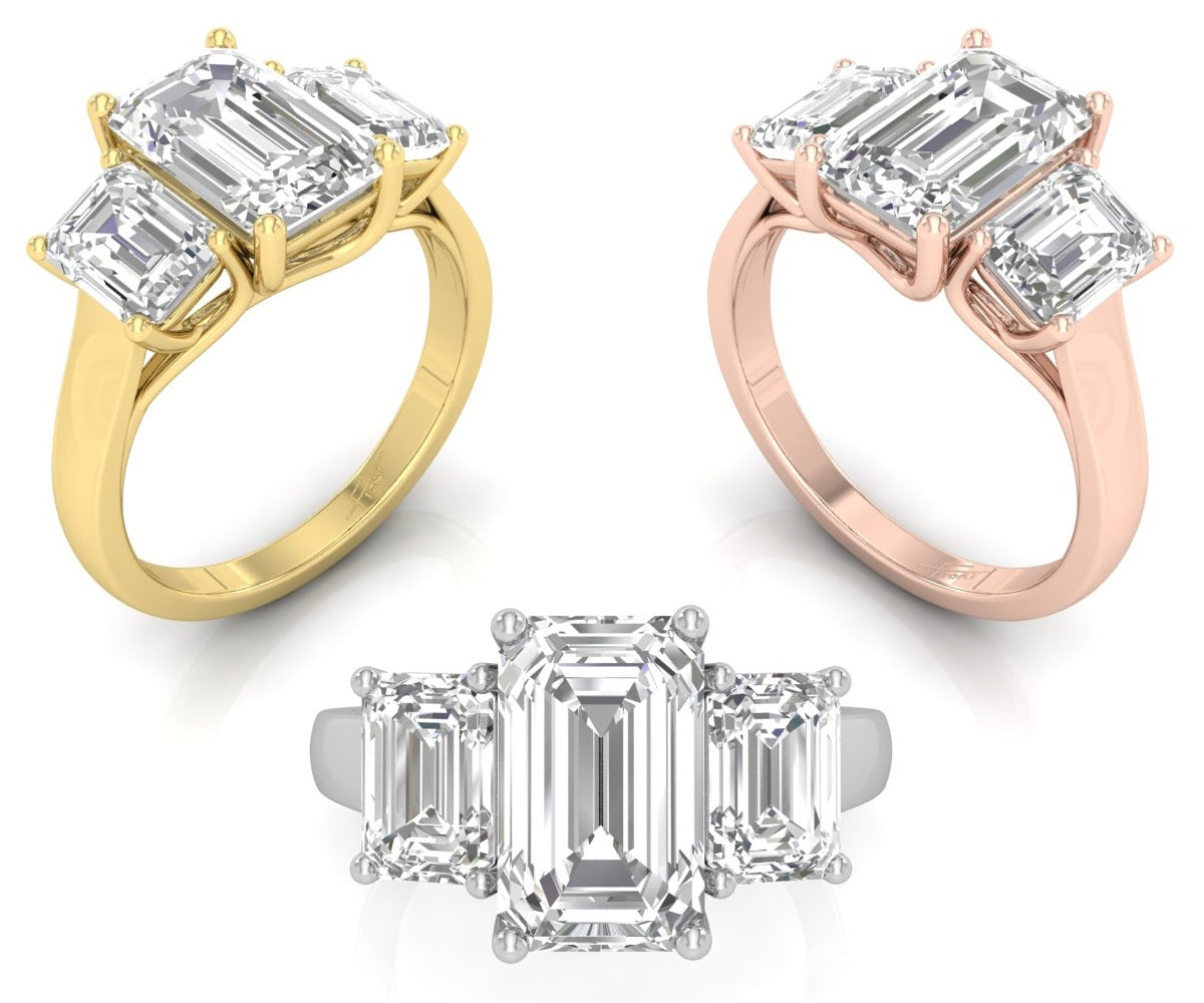 18K Trilogy Diamond Engagement Ring — 3 COLOR