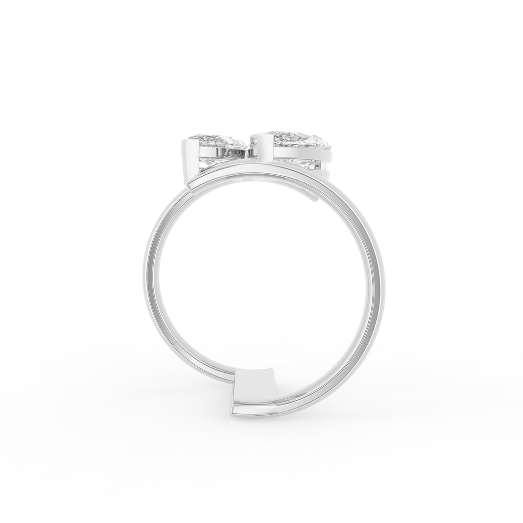18K Bespoke Twin Marquise Diamond Ring — FRONT