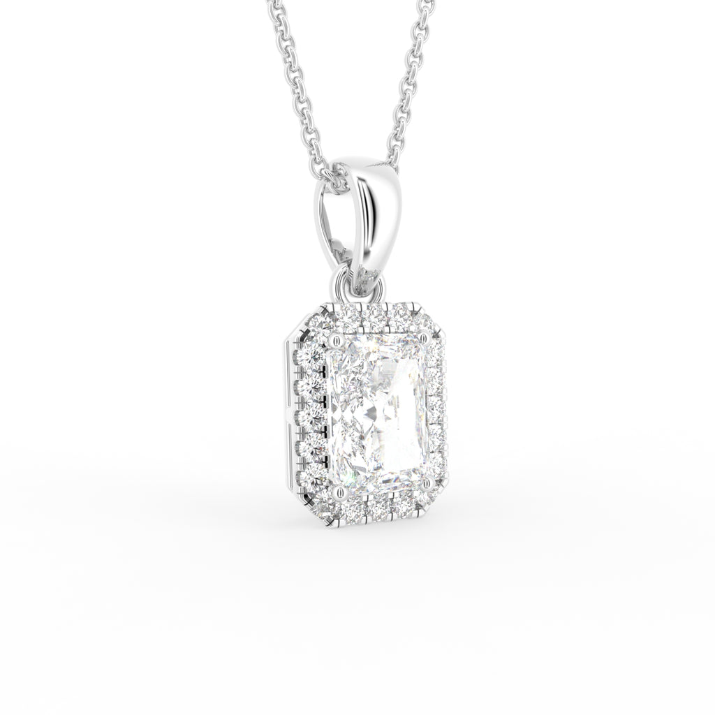 18K Halo Pink Diamond Pendant — 3D VIEW