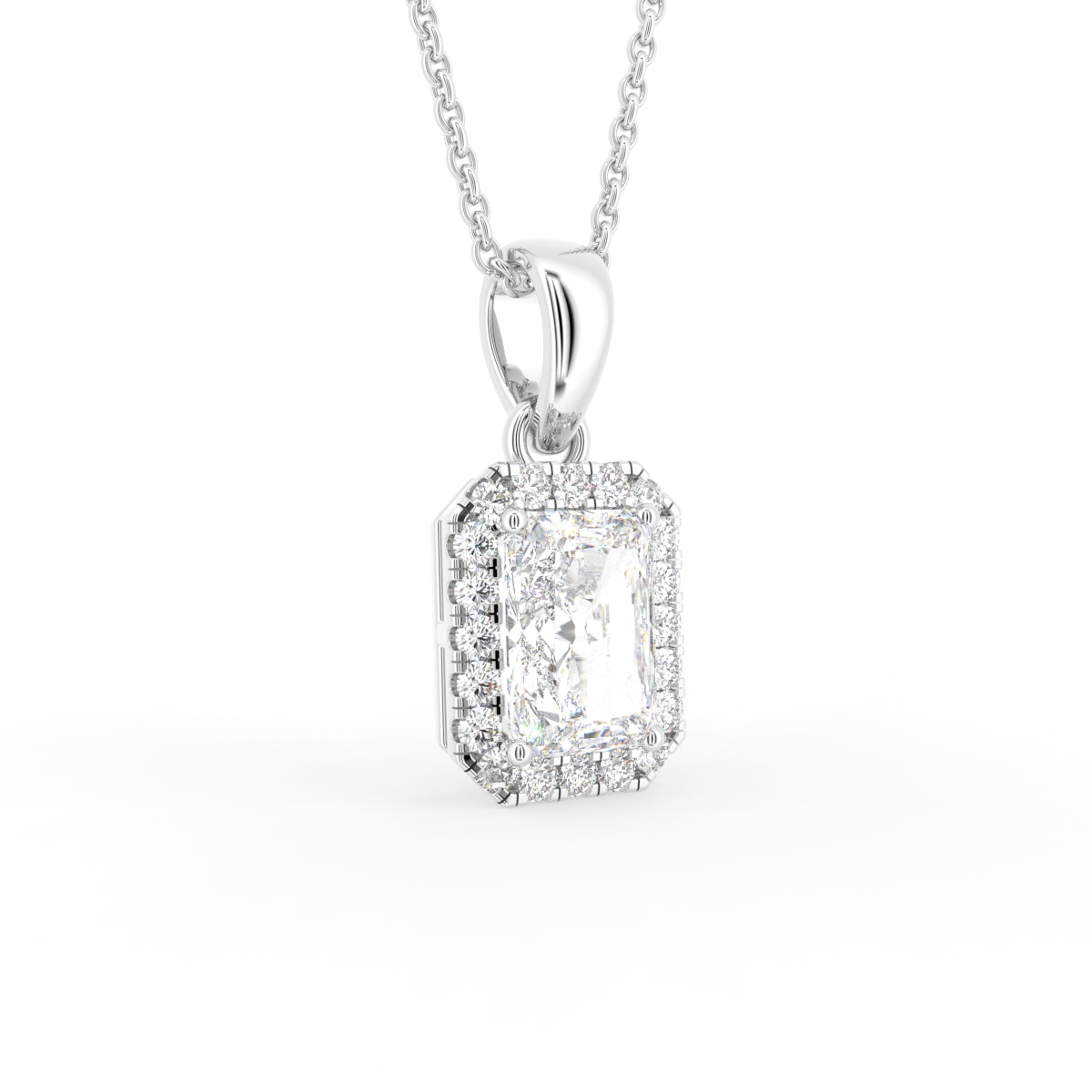 18K Halo Pink Diamond Pendant — 3D VIEW