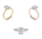 18K Shoulder Set Emerald Diamond Engagement Ring — 3 COLOR