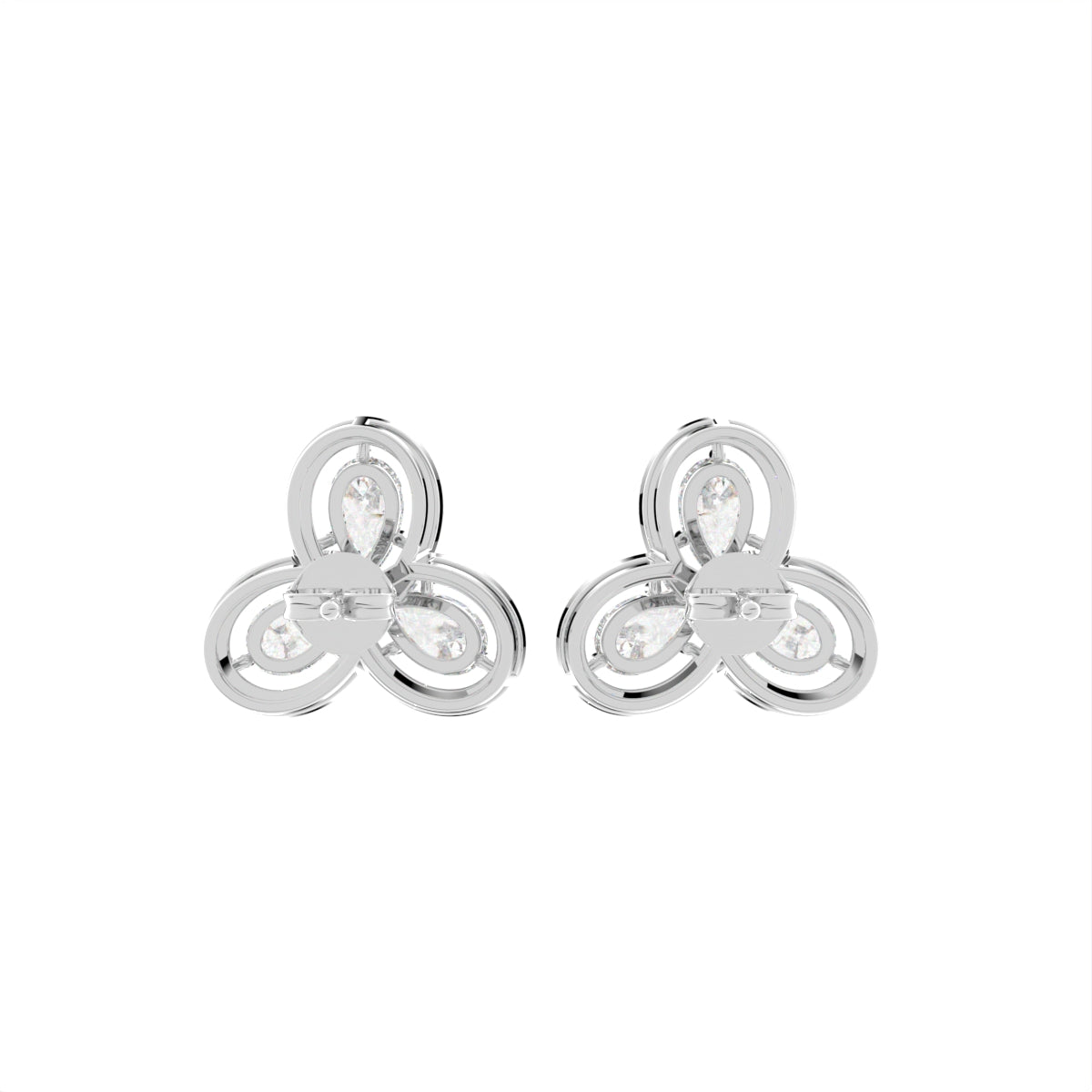 14K Pear Diamond Earrings — BACK