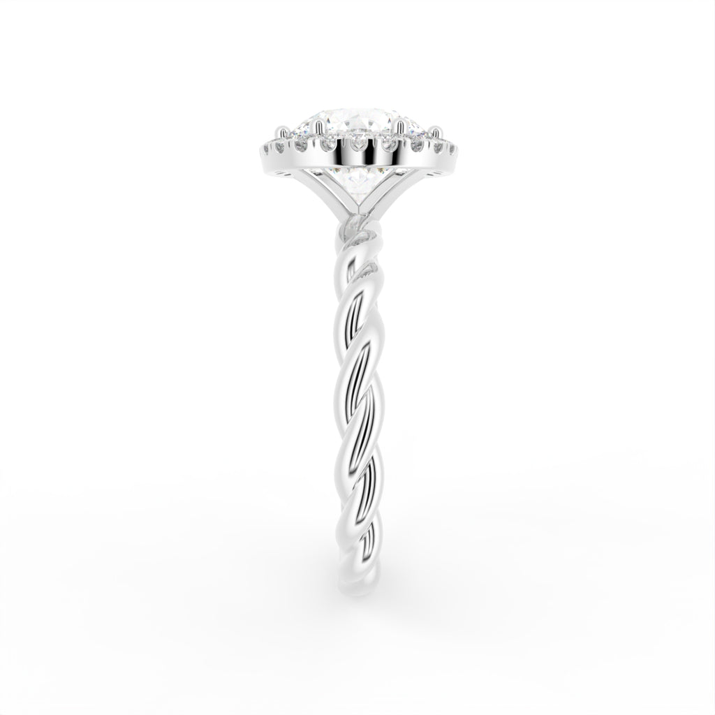 18K Halo Round Diamond Engagement Ring — SIDE