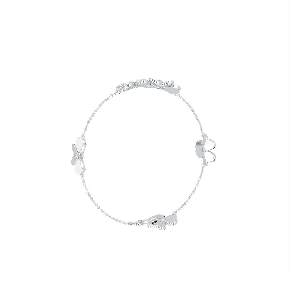 18K Floral Diamond Bracelet — 3D VIEW