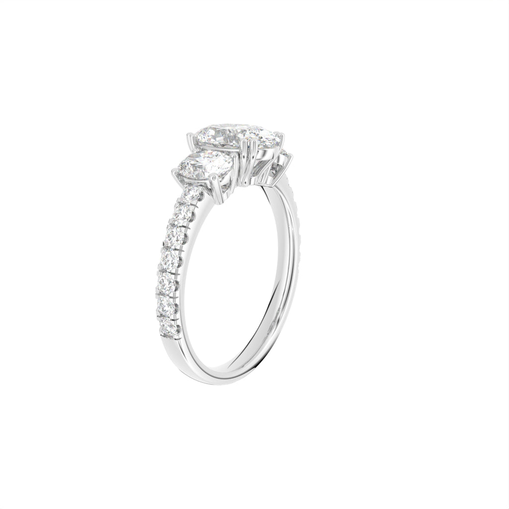 18K Trilogy Oval Diamond Ring — 3D VIEW