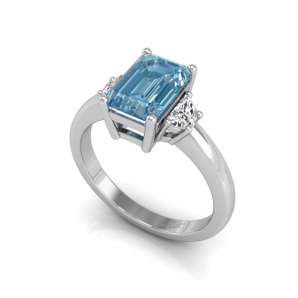 vimg:FJ2317|18K Trilogy Emerald-Cut Diamond Ring — 3D VIEW