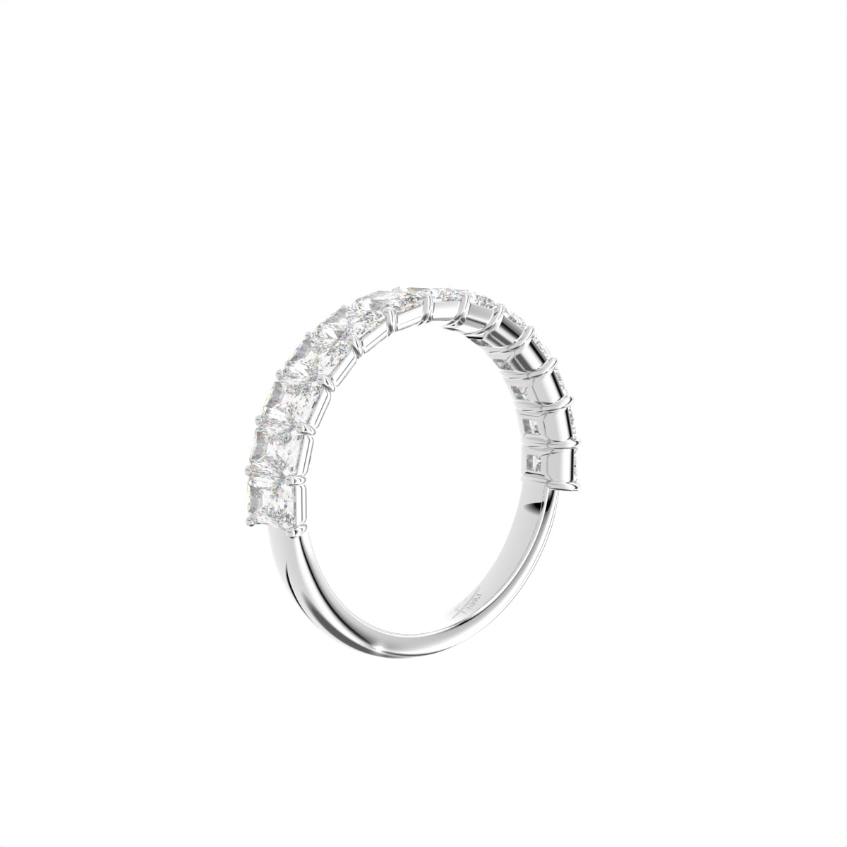 14K White Gold Eternity Radiant Diamond Ring — 3D VIEW