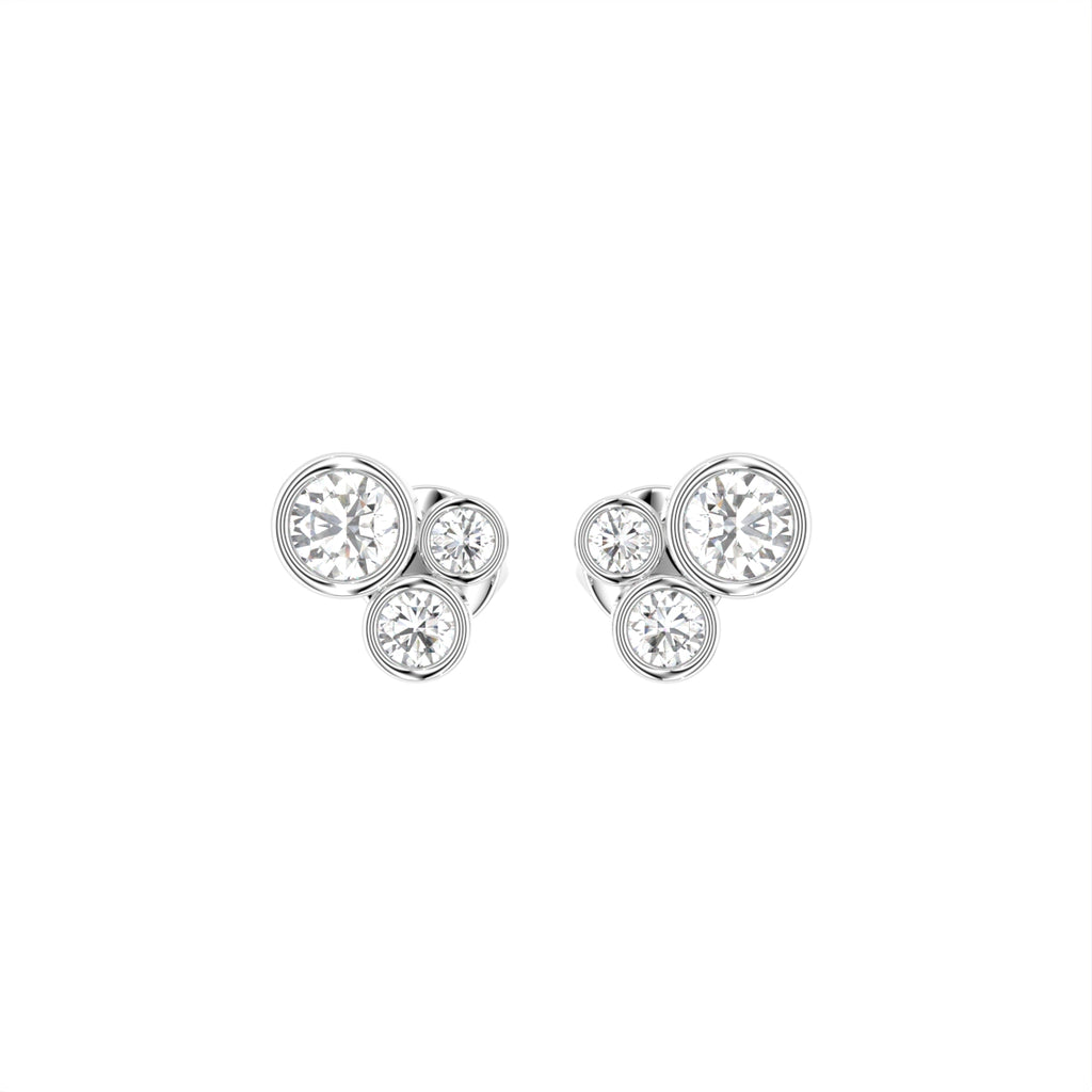 18K Bezel Round Diamond Earrings — TOP