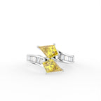 14K White Gold Bespoke Kite Diamond Ring — TOP