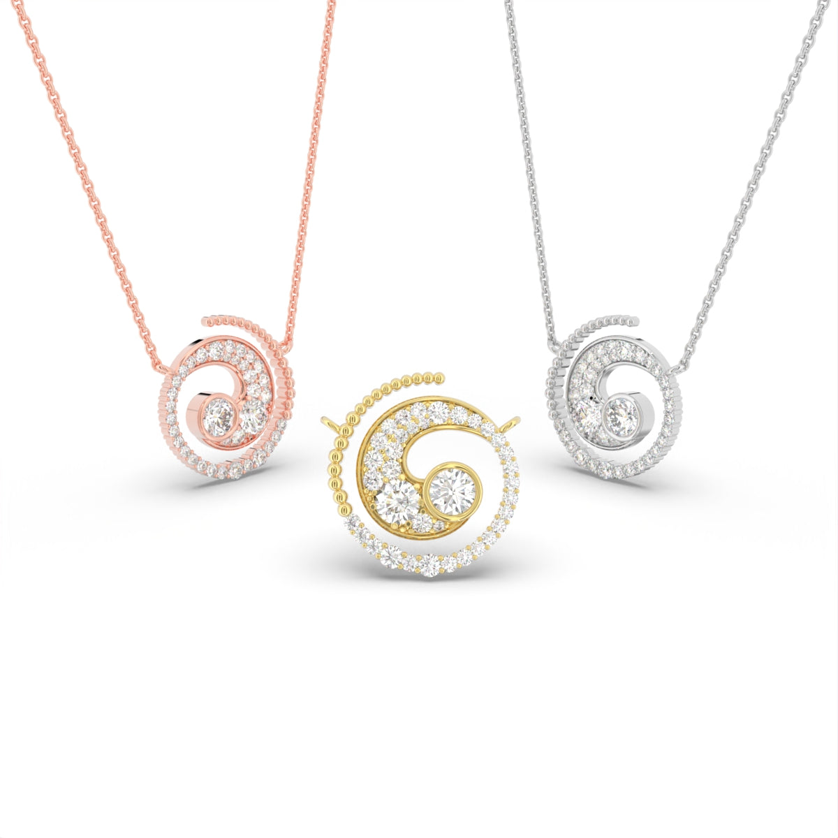 18K Nature Round Diamond Pendant — 3 COLOR
