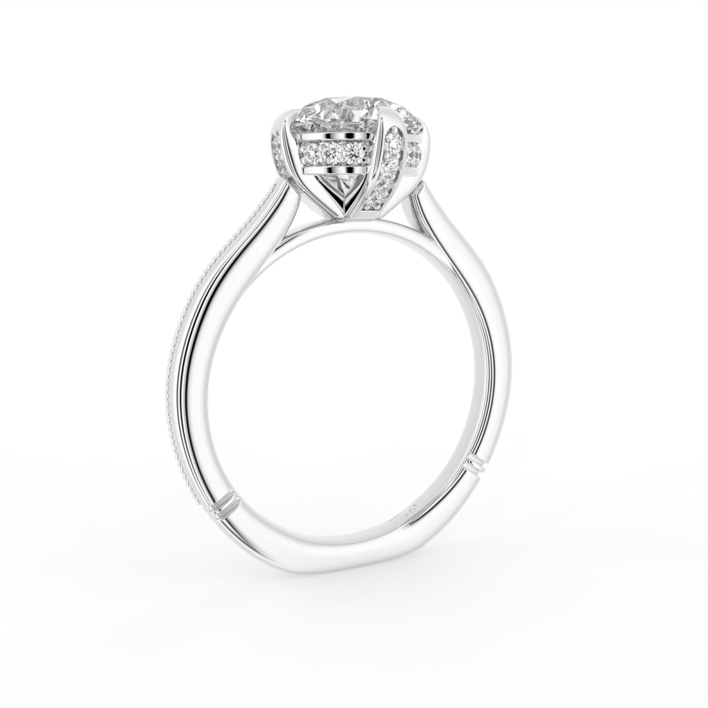 18K Solitaire Round Diamond Engagement Ring — 3D VIEW