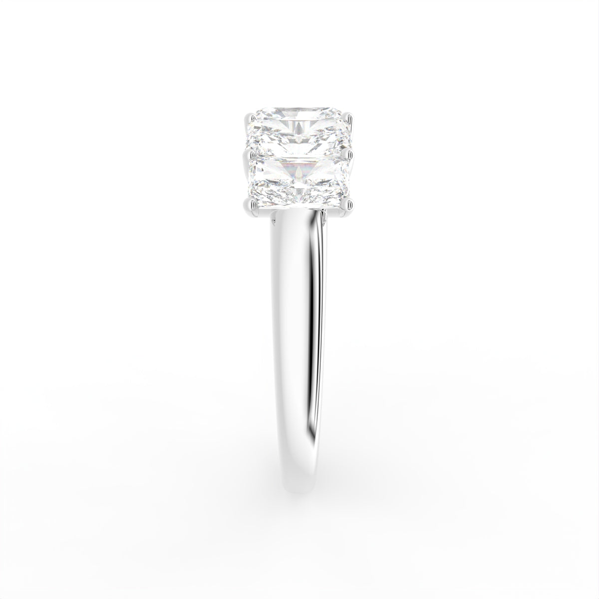 14K Yellow Gold Bespoke Radiant Diamond Ring — SIDE
