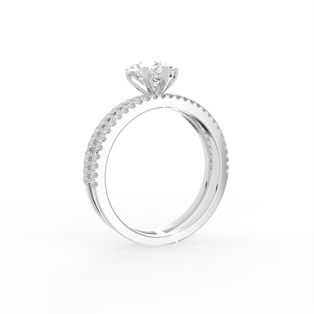 18K Heart Diamond Engagement Ring — 3D VIEW