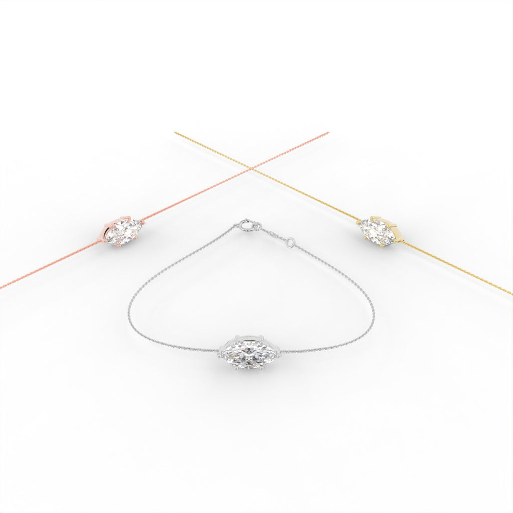 18K Gold Marquise Diamond Bracelet — 3 COLOR