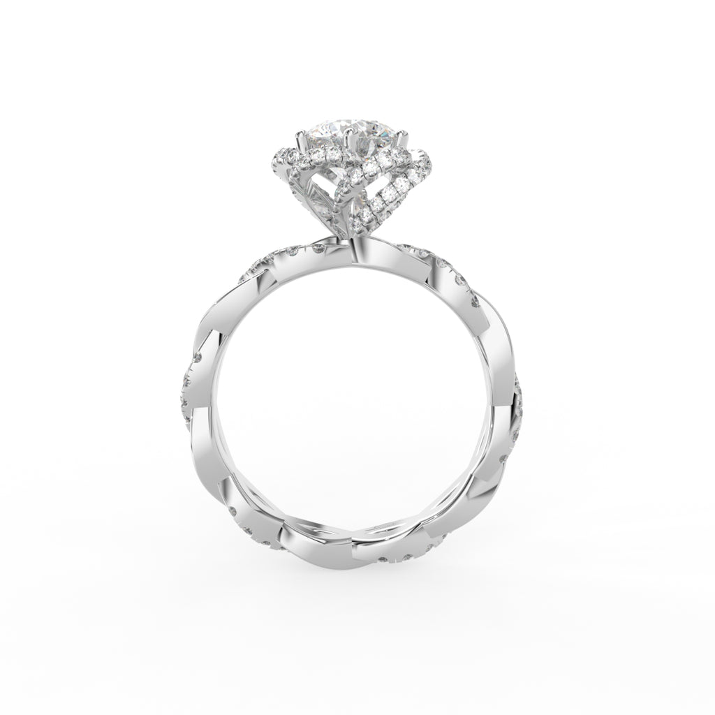 18K Solitaire Round Diamond Engagement Ring — FRONT