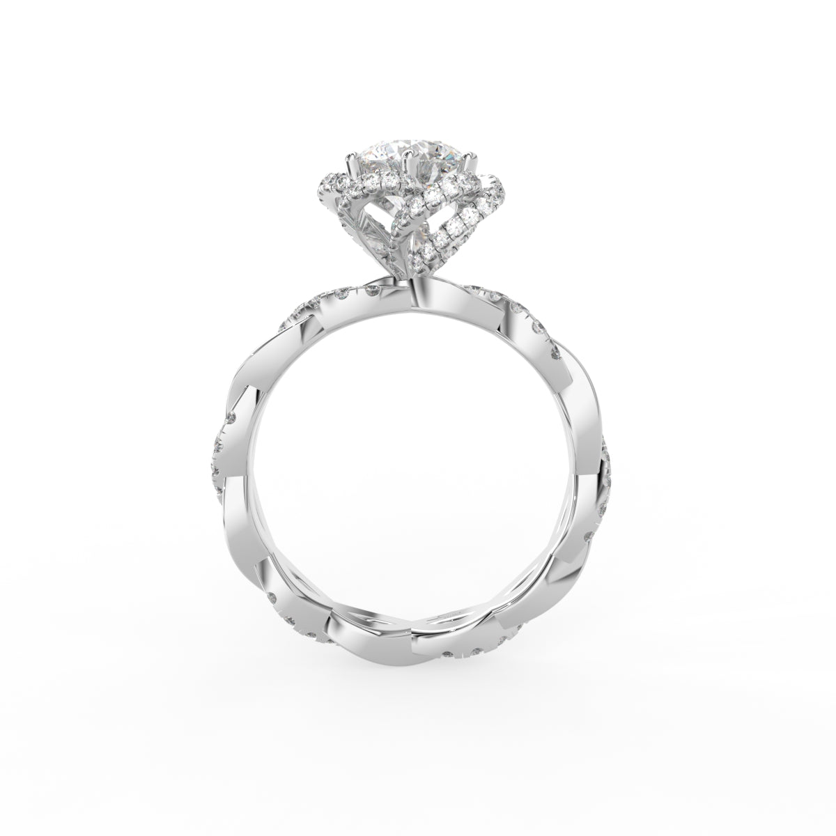 18K Solitaire Round Diamond Engagement Ring — FRONT