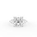 18K White Gold Trilogy Asscher Diamond Engagement Ring — TOP