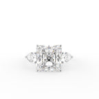18K White Gold Trilogy Asscher Diamond Engagement Ring — TOP