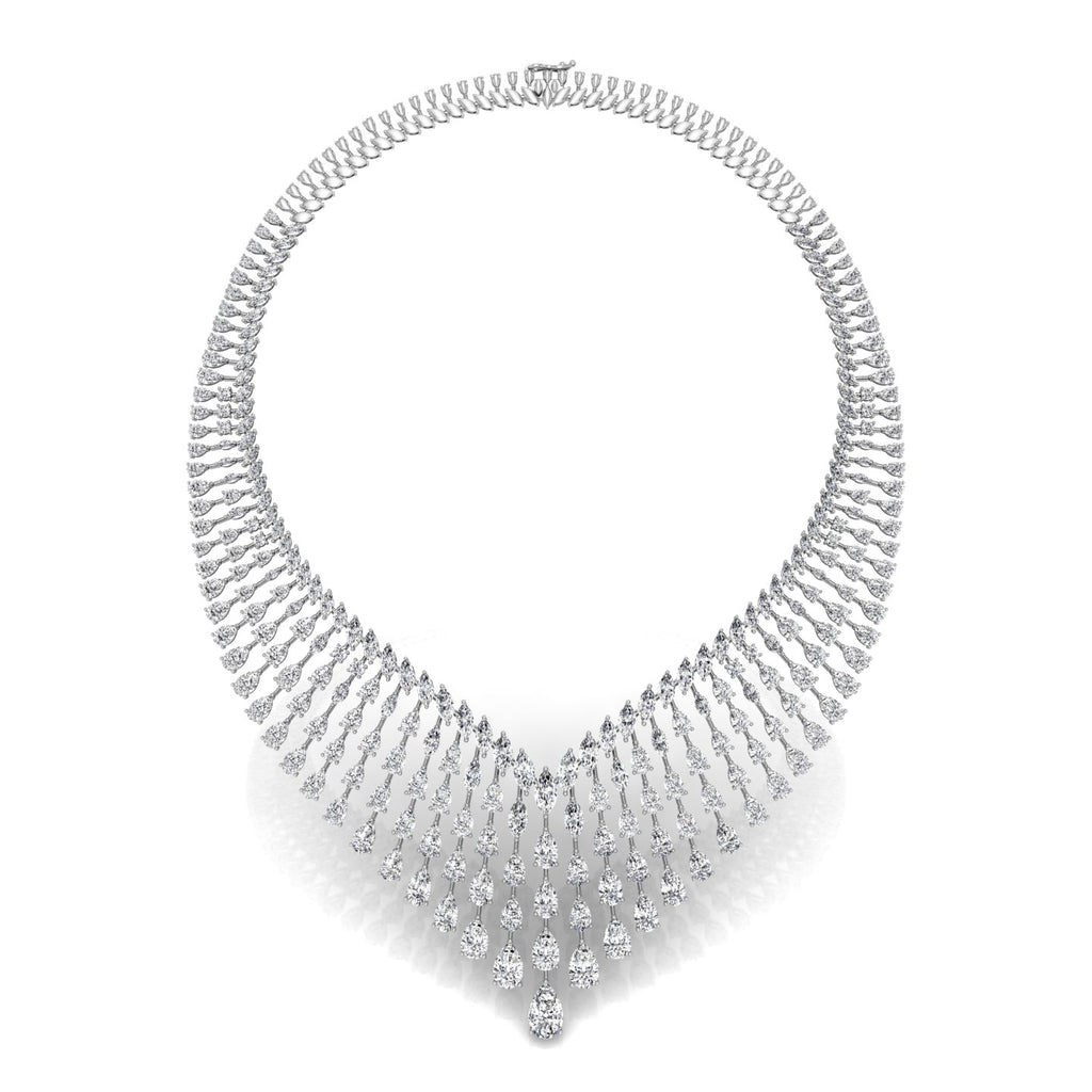 18K Teardrop Halo Diamond Necklace — TOP