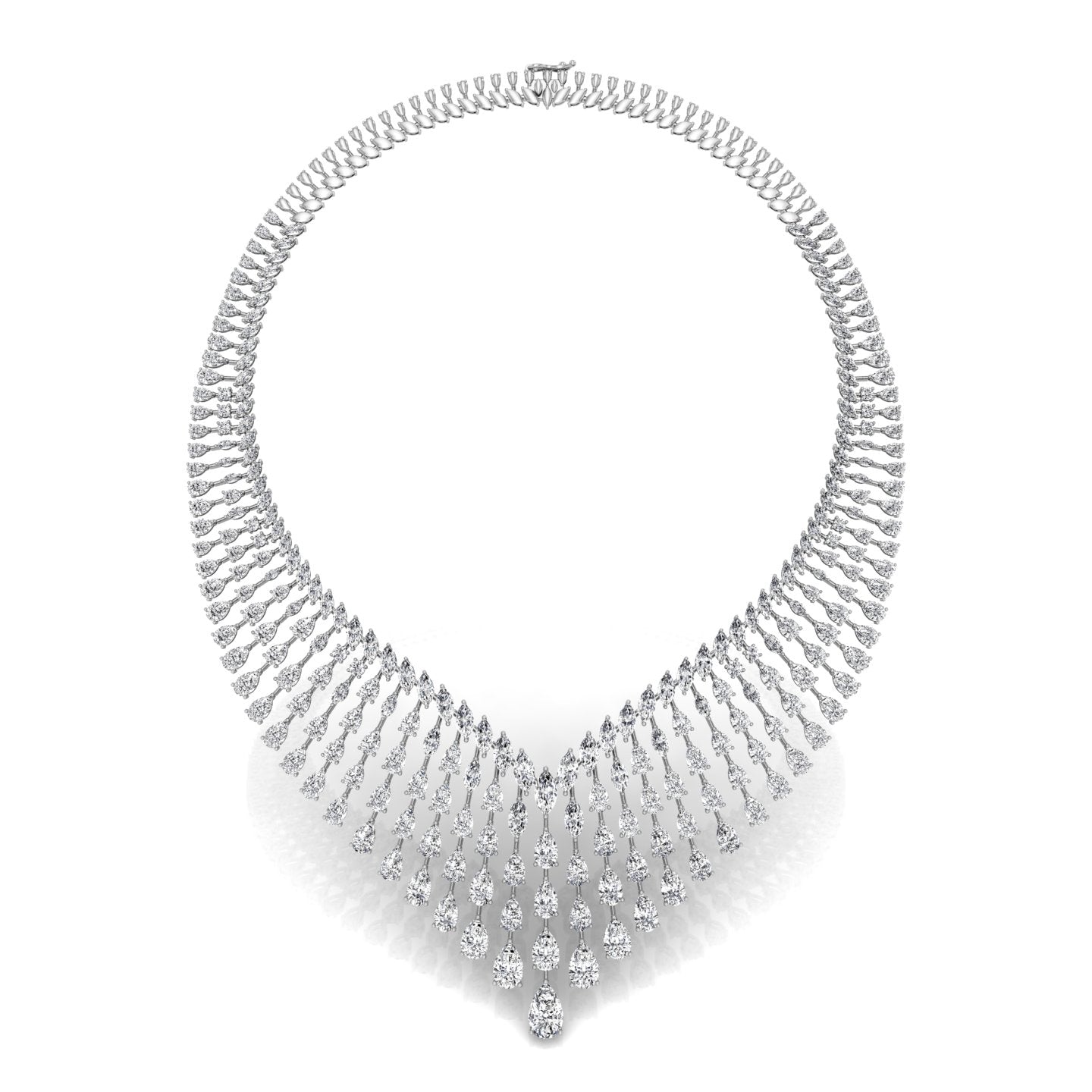 18K Teardrop Halo Diamond Necklace — TOP