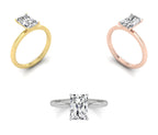 18K Solitaire Emerald Diamond Engagement Ring — 3 COLOR