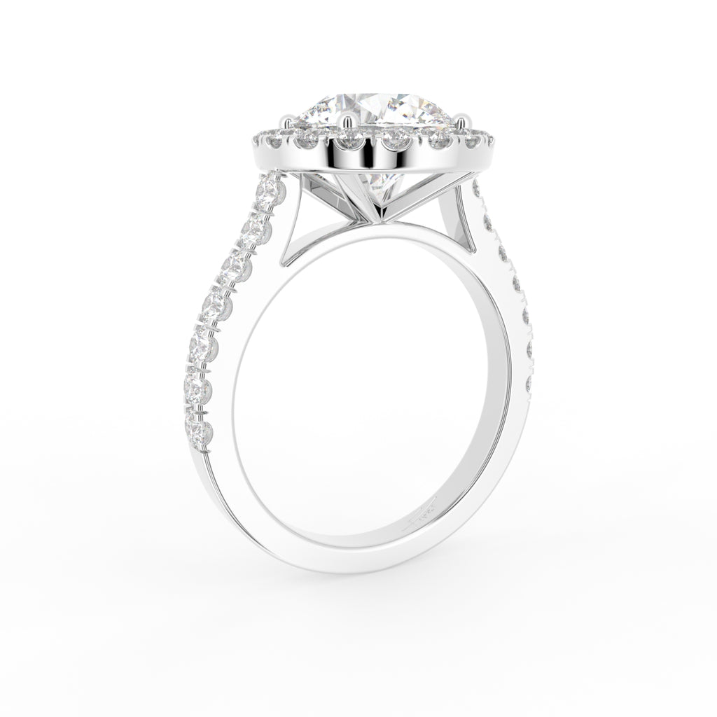 18K Halo Round Solitaire Diamond Ring — 3D VIEW