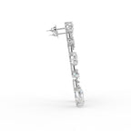 18K White Gold Round Diamond Drop Earrings — SIDE VIEW