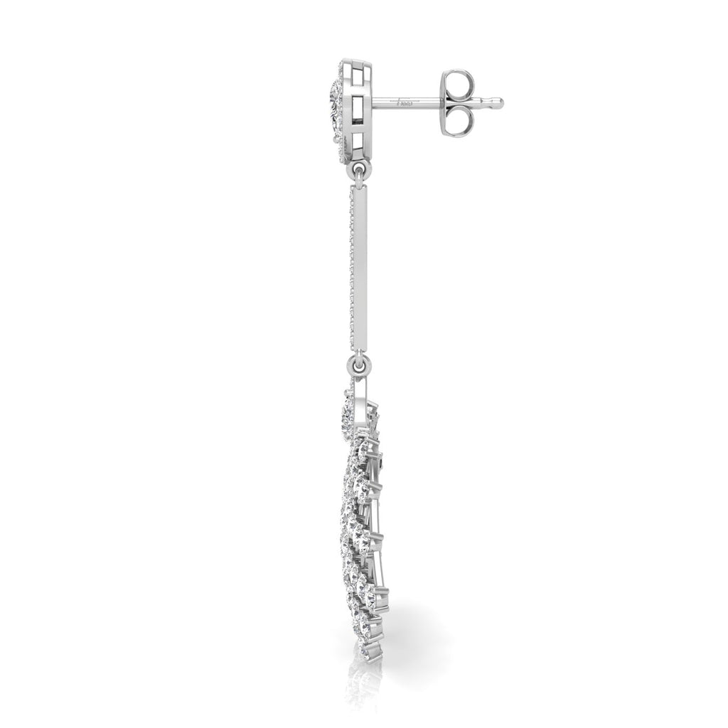 18K Peacock Feather Diamond Earrings — SIDE VIEW