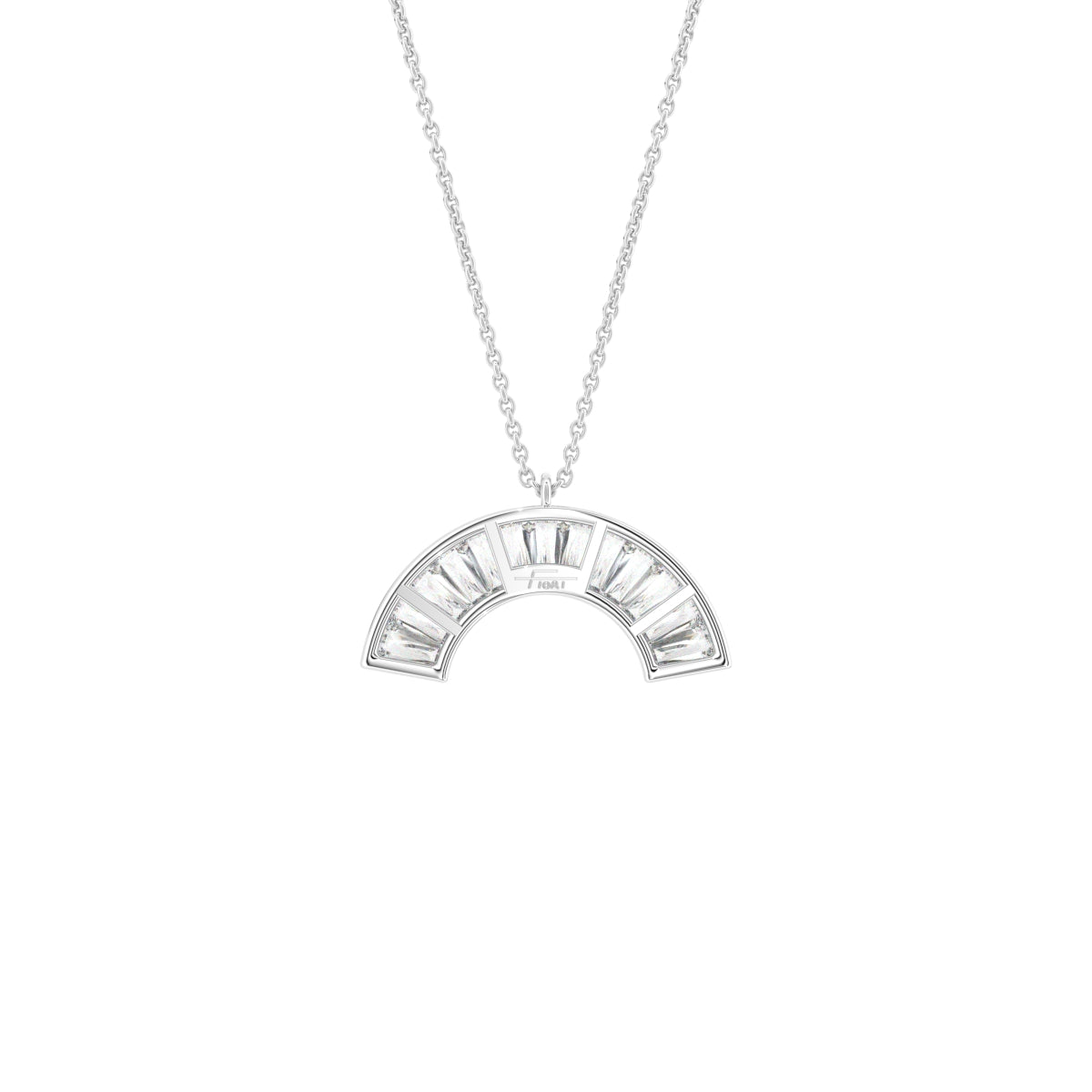 18K Abstract Baguette Diamond Pendant — BACK