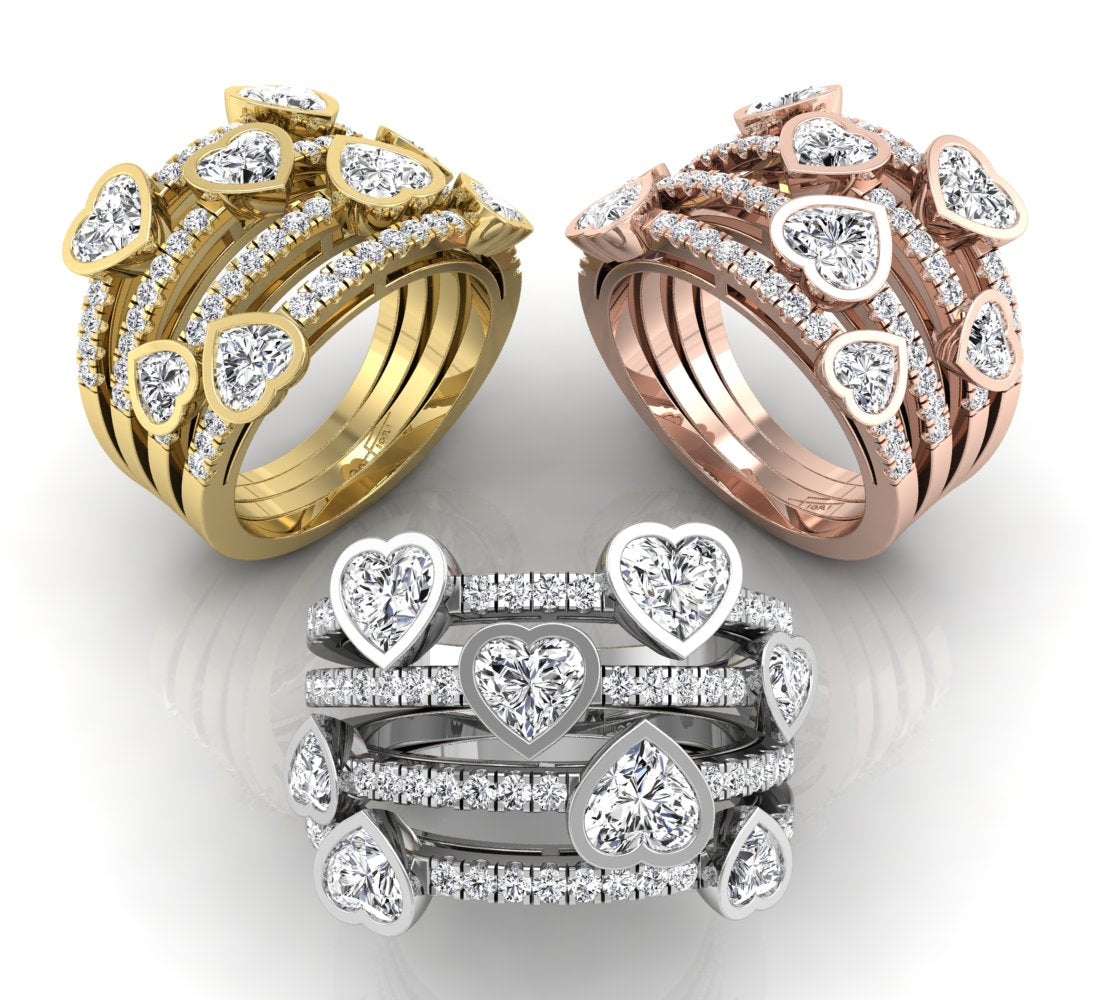18K Bespoke Round Heart Diamond Ring — 3 COLOR