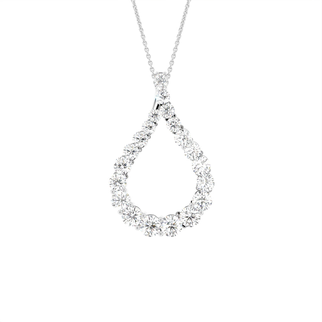 18K Bespoke Pear Round Diamond Pendant — FRONT