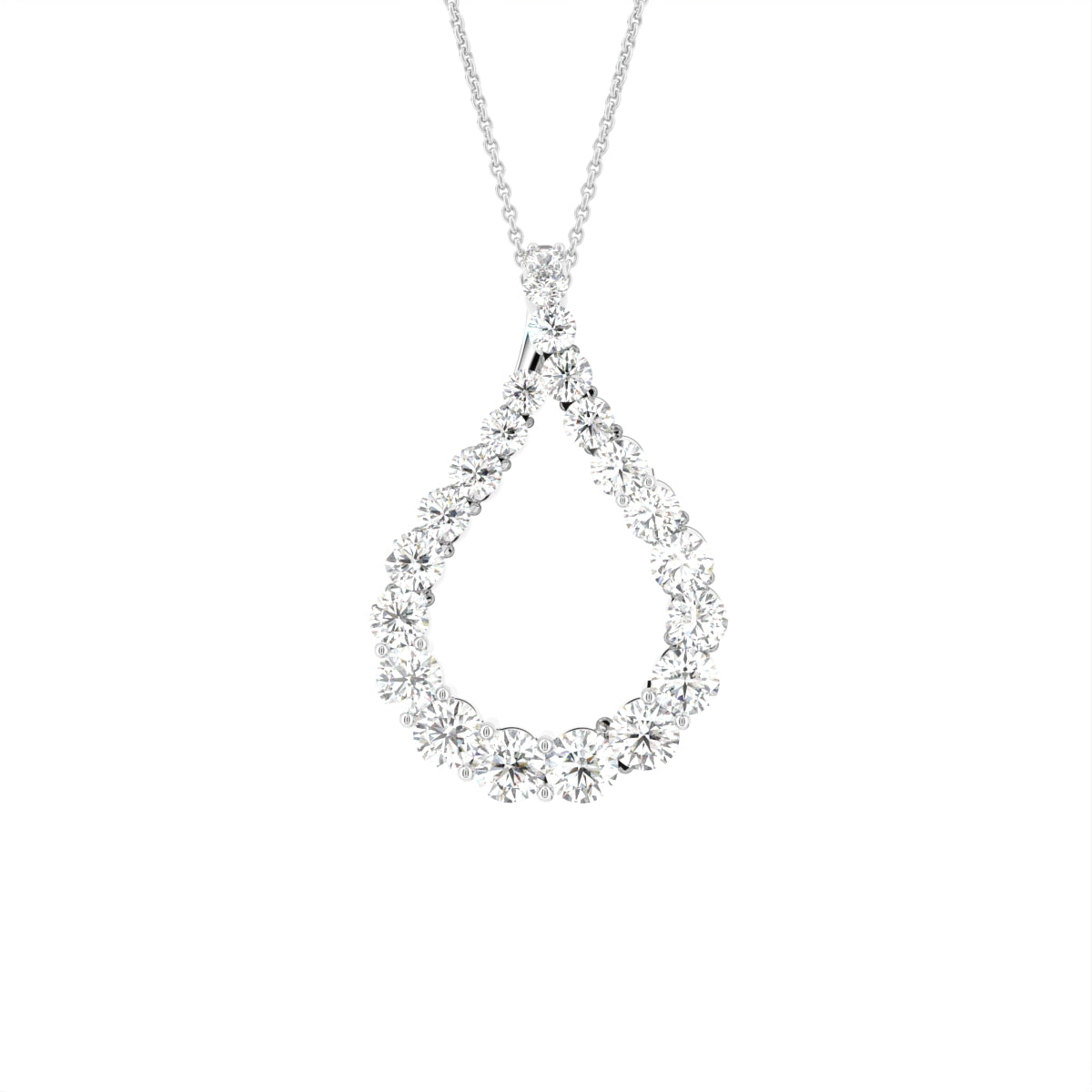 18K Bespoke Pear Round Diamond Pendant — FRONT