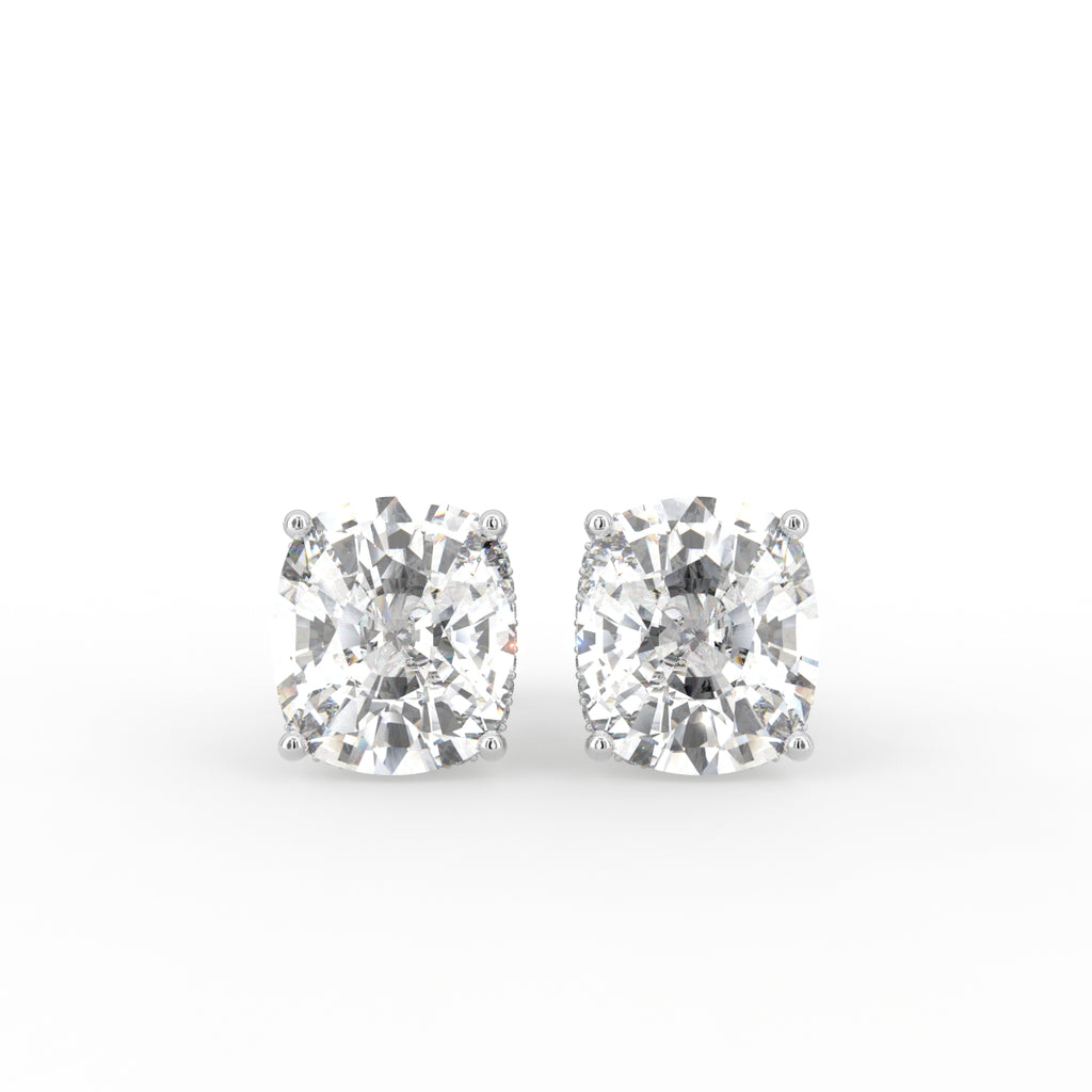 18K Cushion Diamond Earrings — TOP