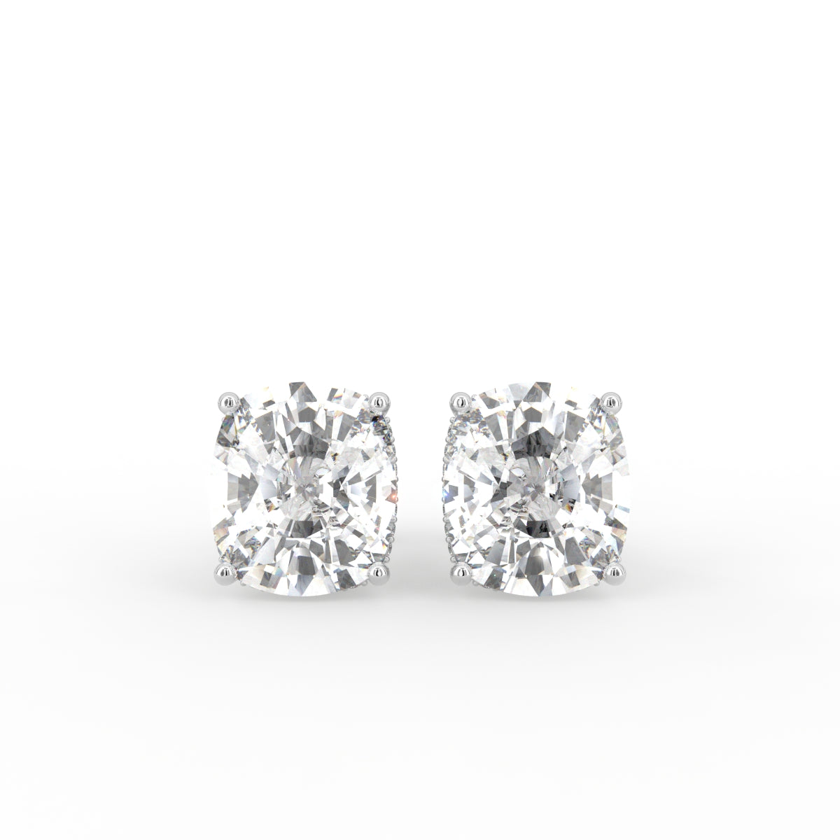 18K Cushion Diamond Earrings — TOP