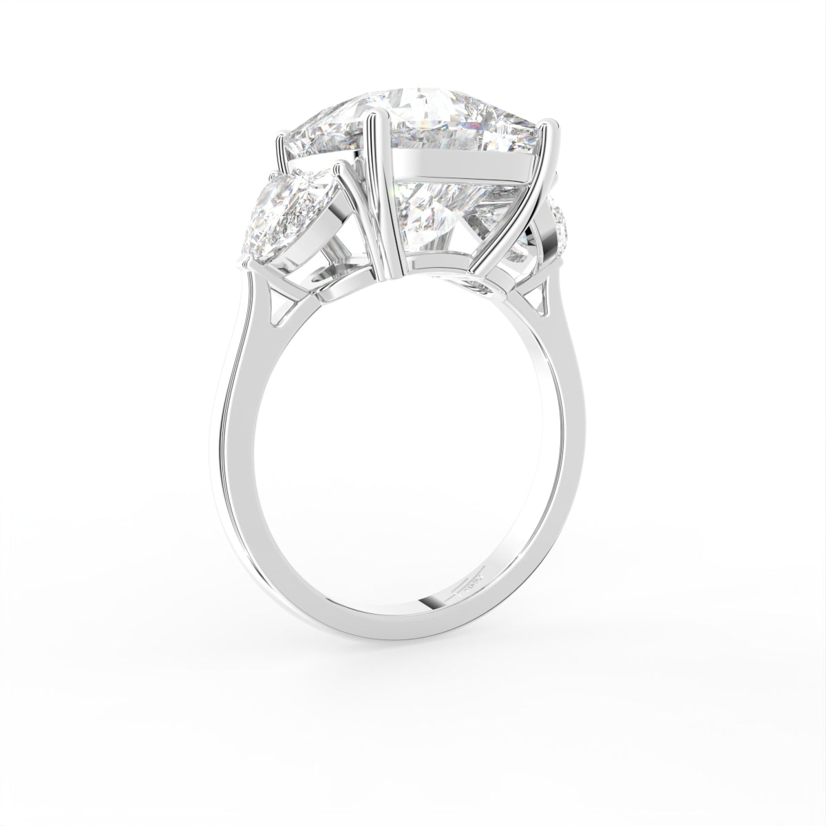 18K White Gold Cushion Solitaire Diamond Ring — 3D VIEW
