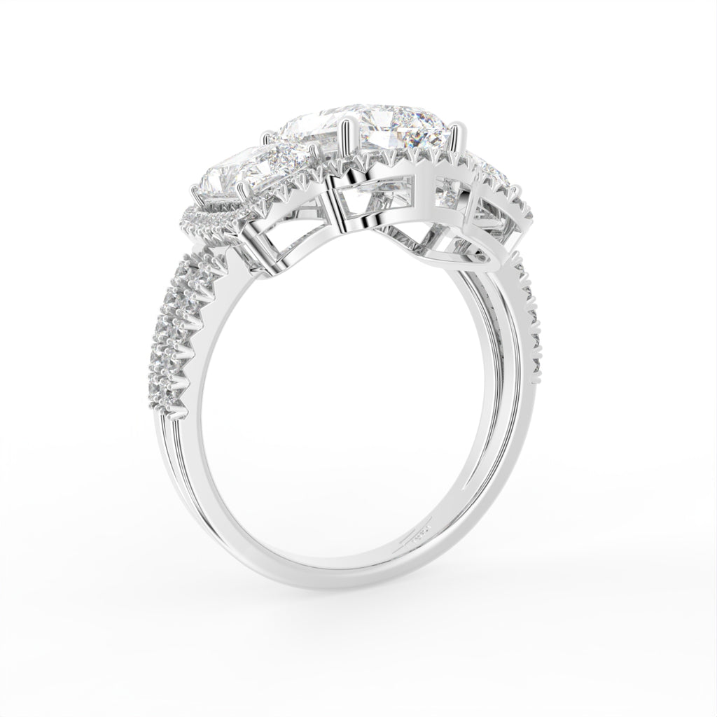 18K White Gold Halo Diamond Engagement Ring — 3D VIEW