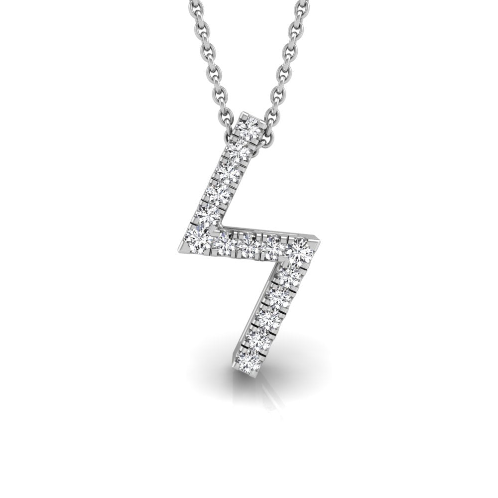 18K White Gold Sowilo Viking Round Diamond Pendant — FRONT
