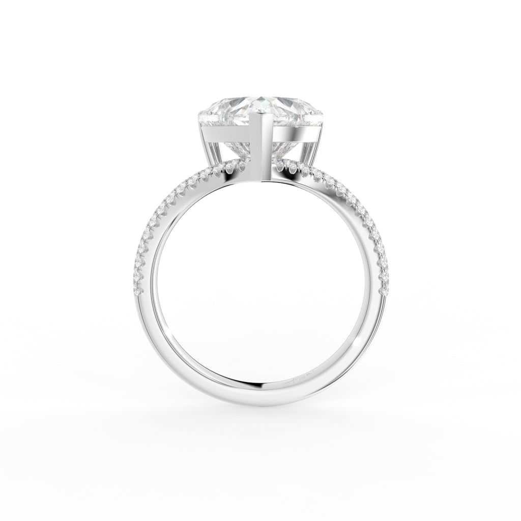 18K White Gold Solitaire Heart Diamond Ring — FRONT