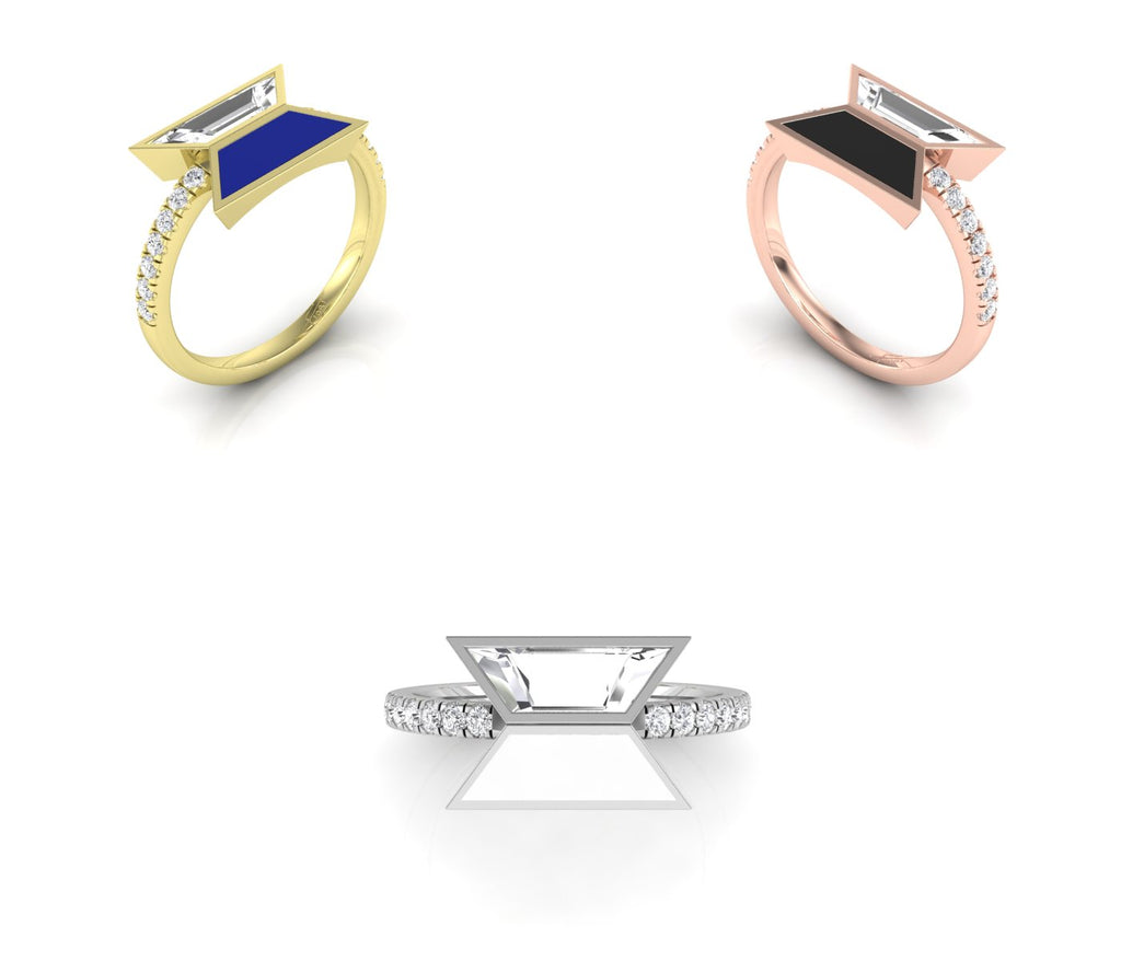 14K Yellow Gold Bespoke Baguette Diamond Ring — 3 COLOR
