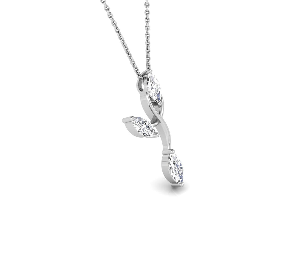 14K White Gold Floral Marquise Diamond Pendant — RIGHT