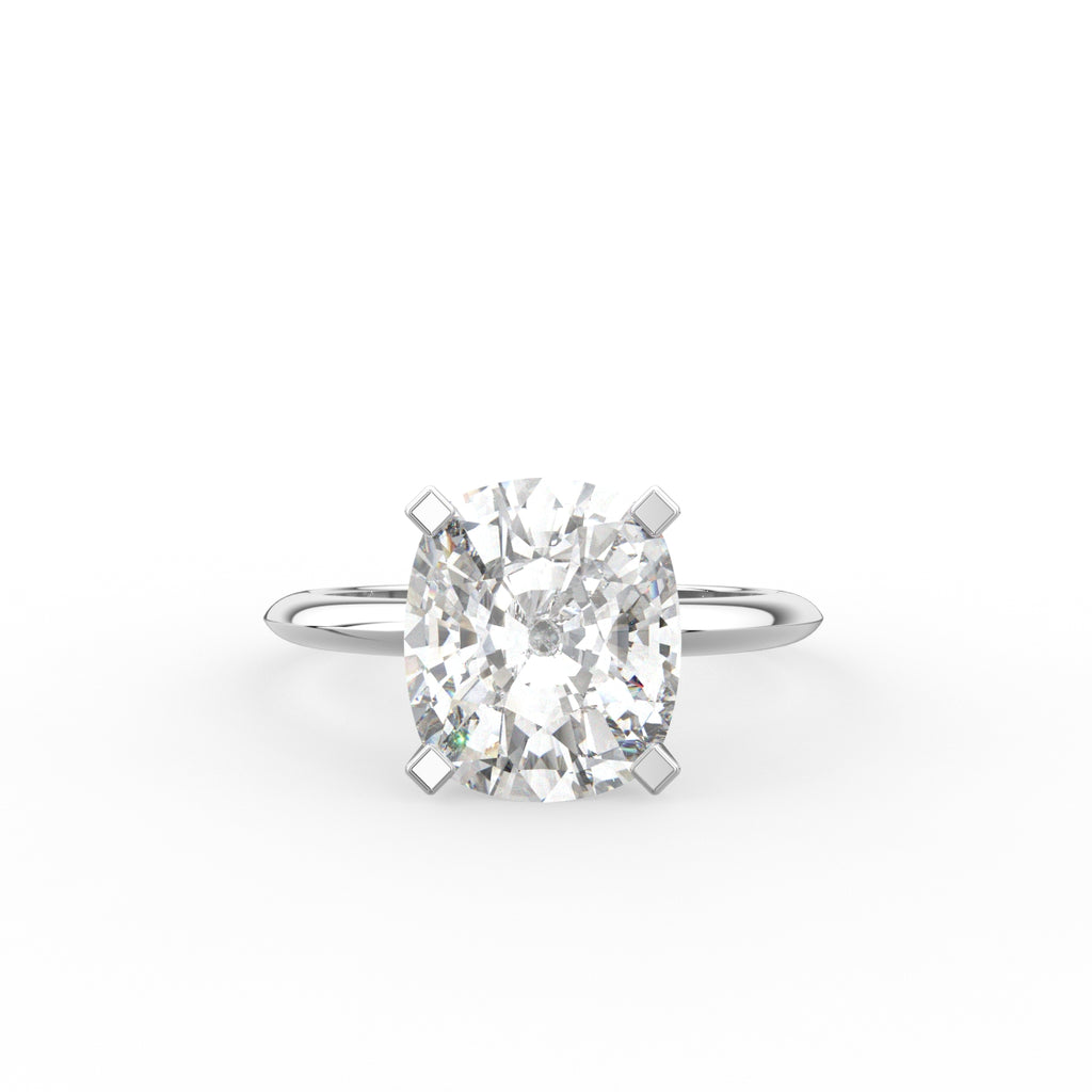 18K Two Tone Solitaire Cushion Diamond Engagement Ring — TOP