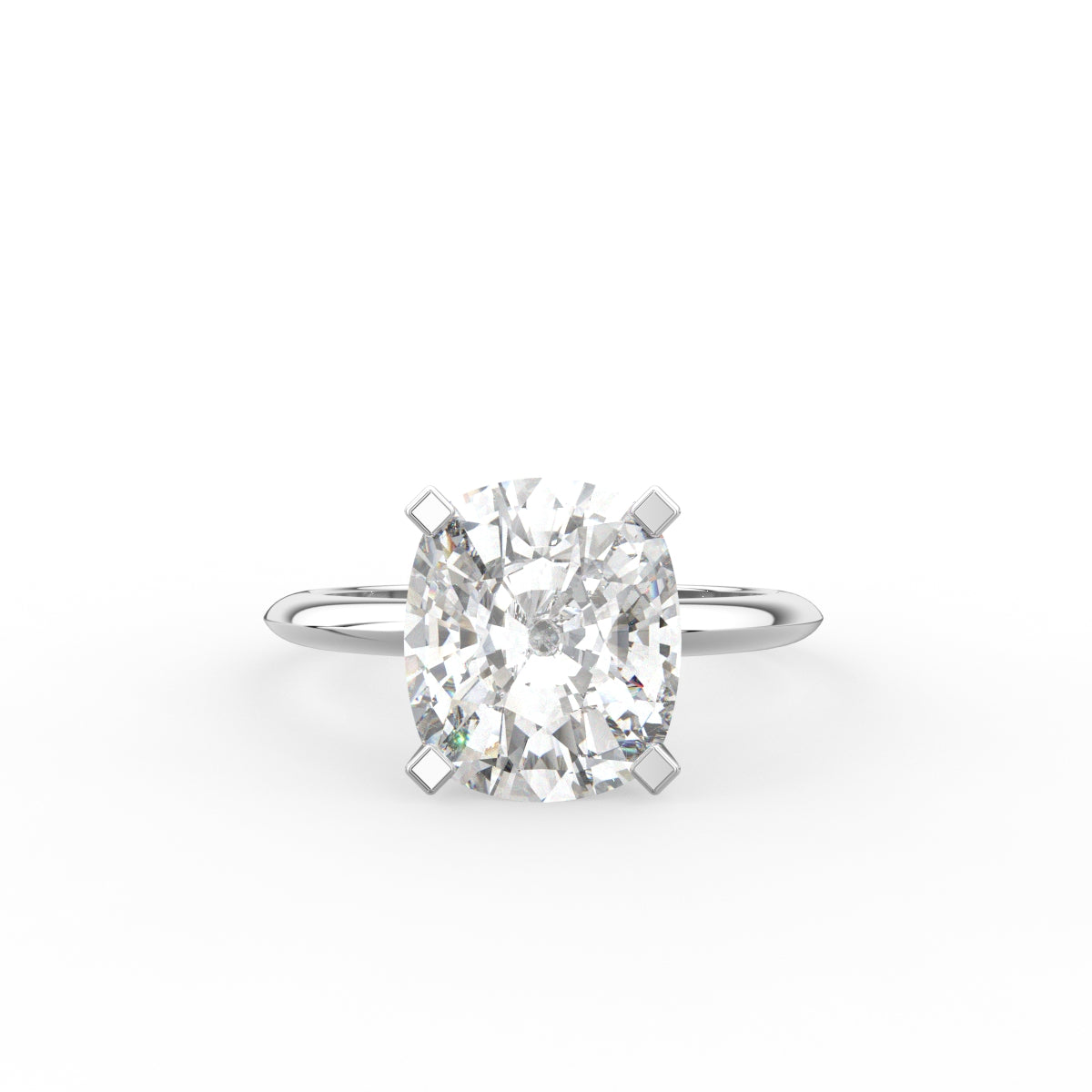 18K Two Tone Solitaire Cushion Diamond Engagement Ring — TOP