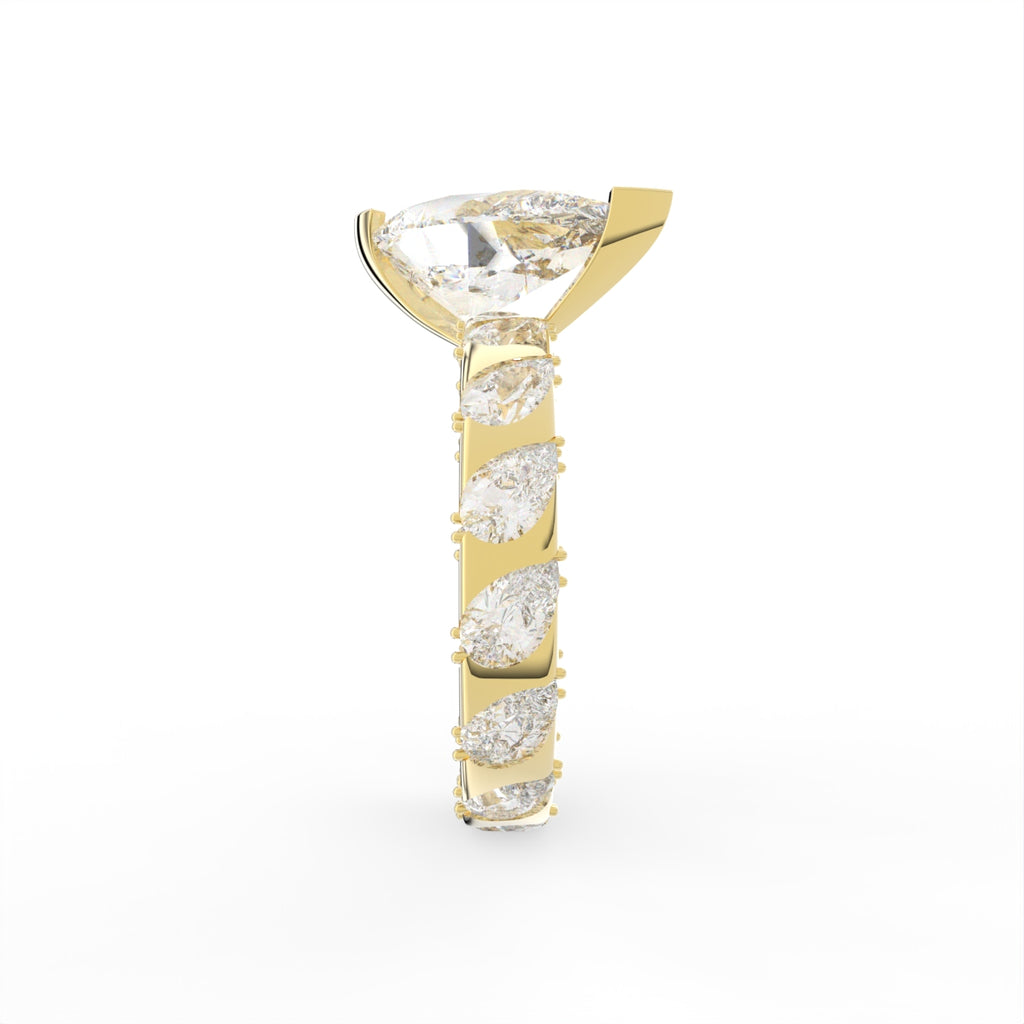 Sterling Silver Pear Diamond Ring — 3D / RIGHT