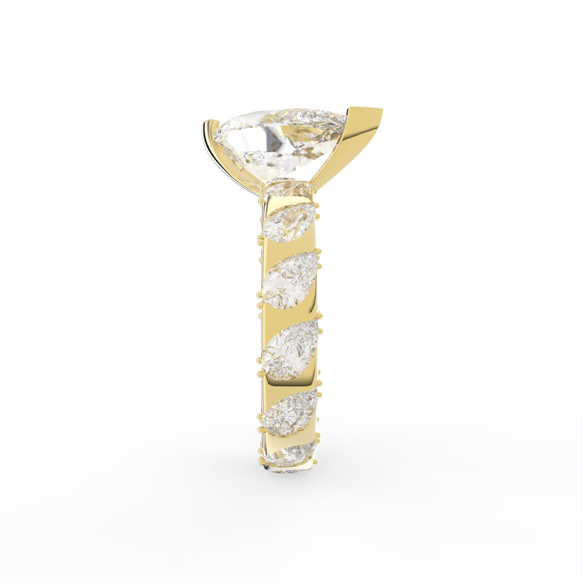 Sterling Silver Pear Diamond Ring — 3D / RIGHT