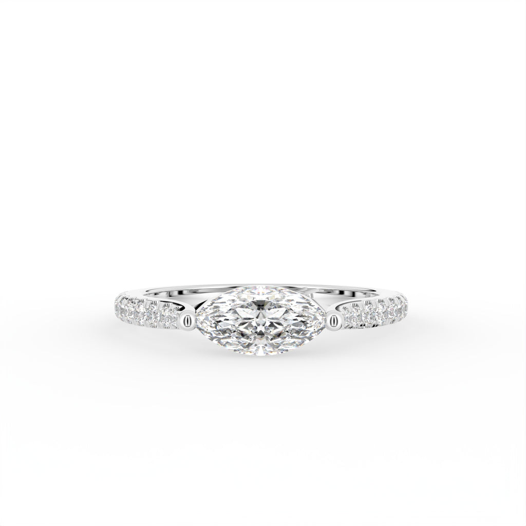 18K Yellow Gold Marquise Diamond Promise Ring — TOP