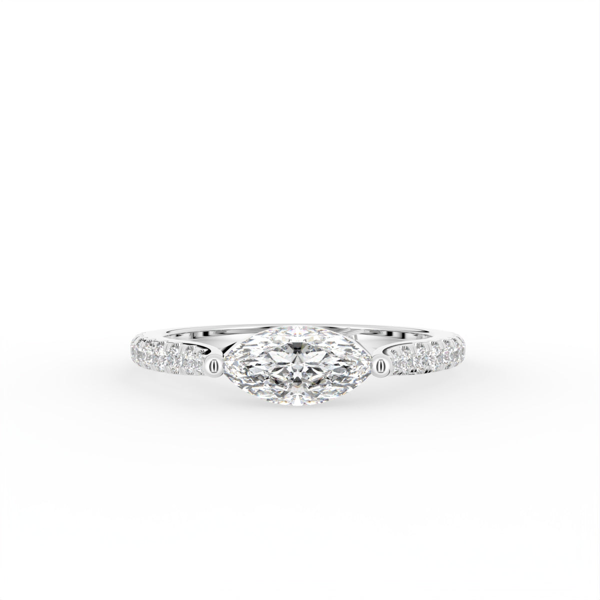 18K Yellow Gold Marquise Diamond Promise Ring — TOP