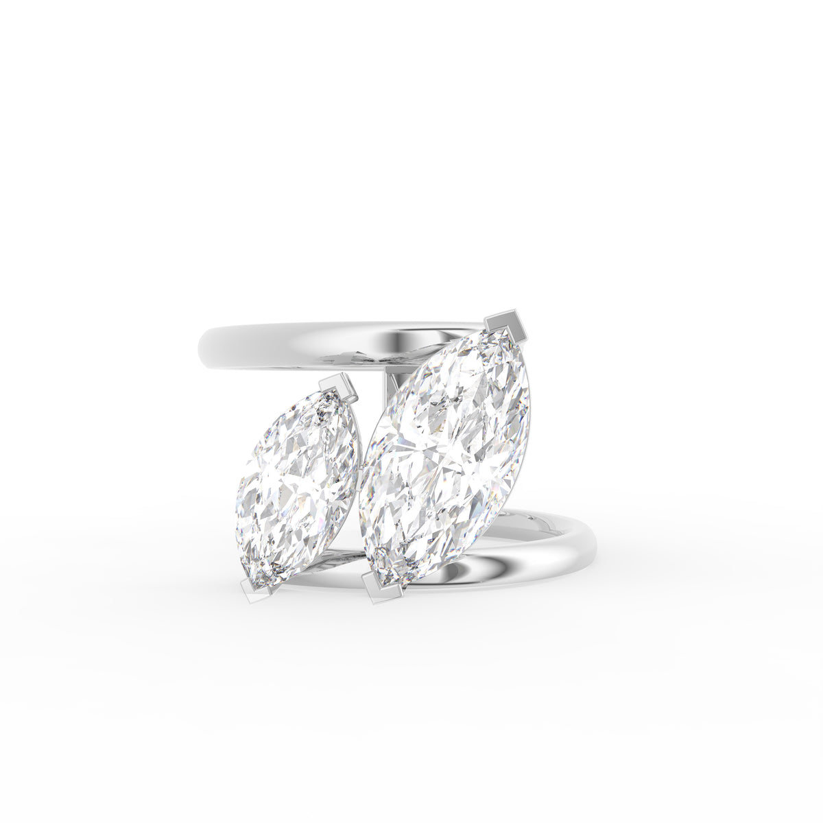 18K Bespoke Twin Marquise Diamond Ring — TOP
